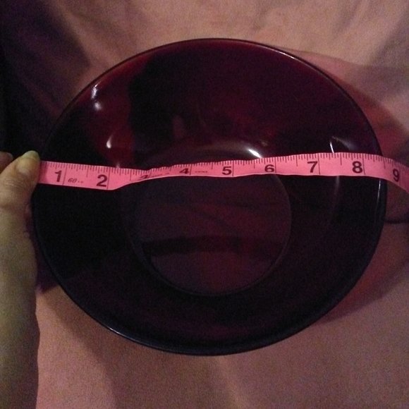 Vintage Royal Ruby Cherry Red Glass Big Serving Bowl Salad Dinner Anchor - Picture 5 of 9